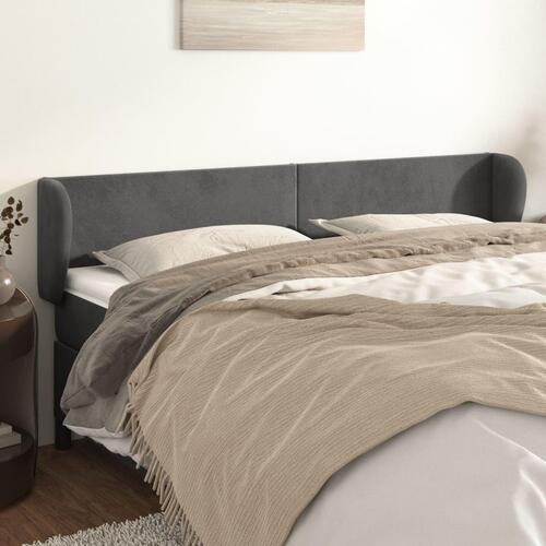 Sengegavl med kanter 183x23x78/88 cm fløjl mørkegrå