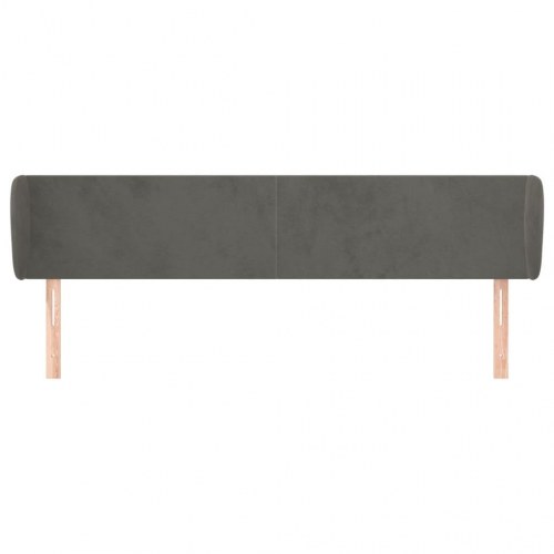 Sengegavl med kanter 203 x 23 x 78/88 cm fløjl - mørkegrå