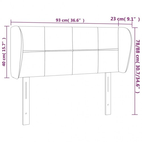 Sengegavl med kanter i fløjl 93 x 23 x 78/88 cm - mørkegrå