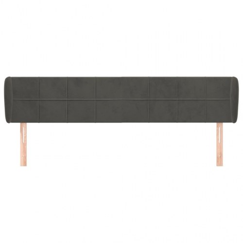 Sengegavl med kanter 183 x 23 x 78/88 cm fløjl - mørkegrå