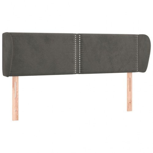 Sengegavl med kanter 147 x 23 x 78/88 cm fløjl - mørkegrå