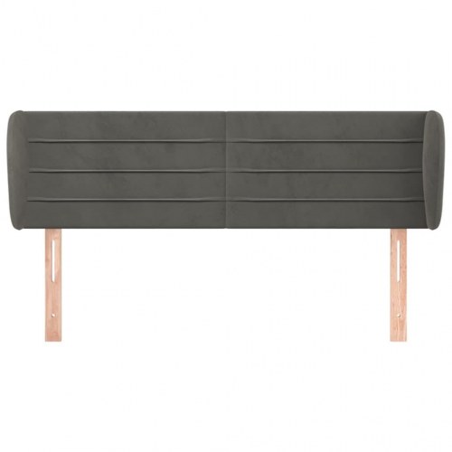 Sengegavl med kanter i fløjl 147 x 23 x 78/88 cm - mørkegrå