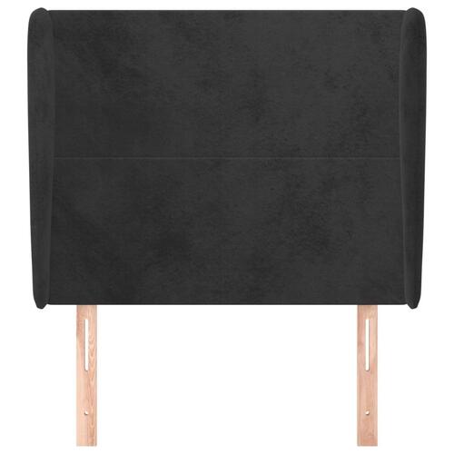 Sengegavl med kanter 93x23x118/128 cm fløjl sort