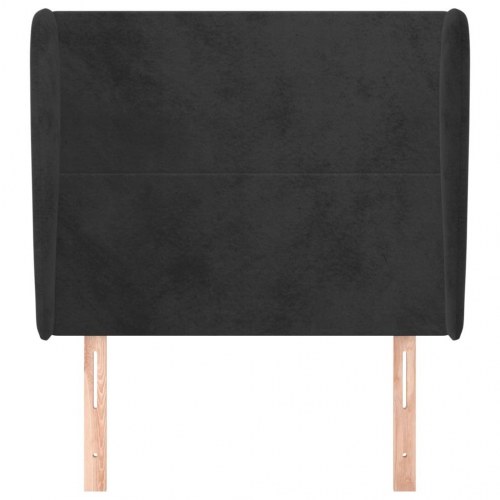 Sengegavl med kanter 103x23x118/128 cm fløjl sort