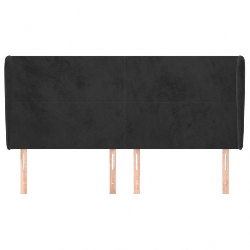 Sengegavl med kanter 183x23x118/128 cm fløjl sort