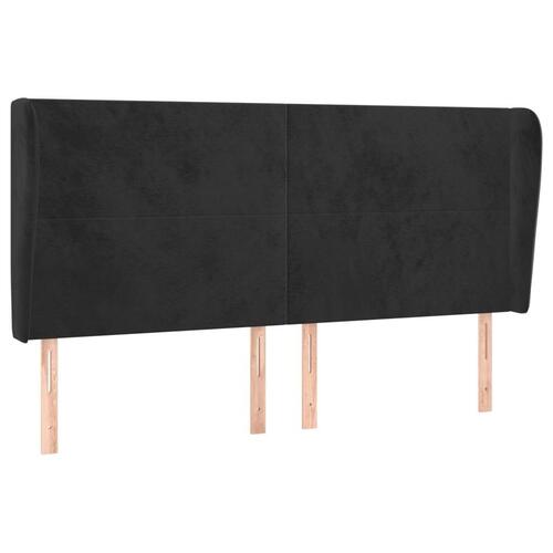 Sengegavl med kanter 203x23x118/128 cm fløjl sort