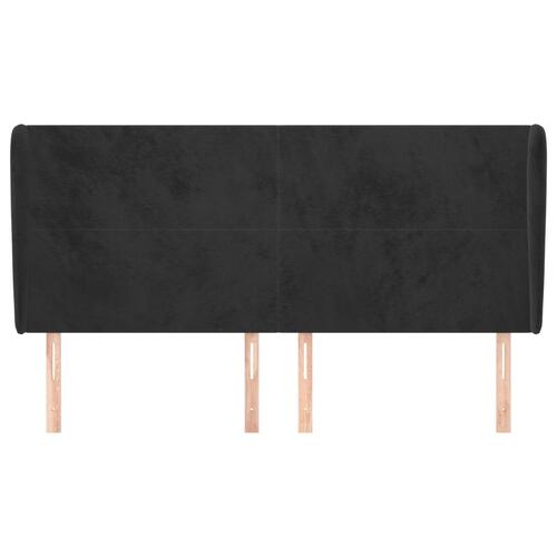 Sengegavl med kanter 203x23x118/128 cm fløjl sort