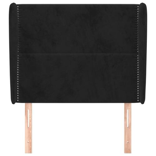Sengegavl med kanter 103x23x118/128 cm fløjl sort
