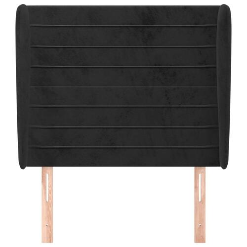 Sengegavl med kanter 103x23x118/128 cm fløjl sort