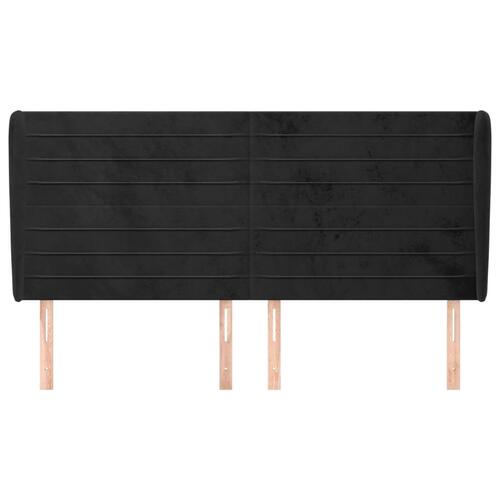 Sengegavl med kanter 163x23x118/128 cm fløjl sort