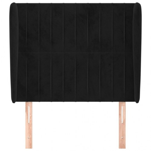 Sengegavl med kanter i fløjl - sort, 83 x 23 x 118/128 cm