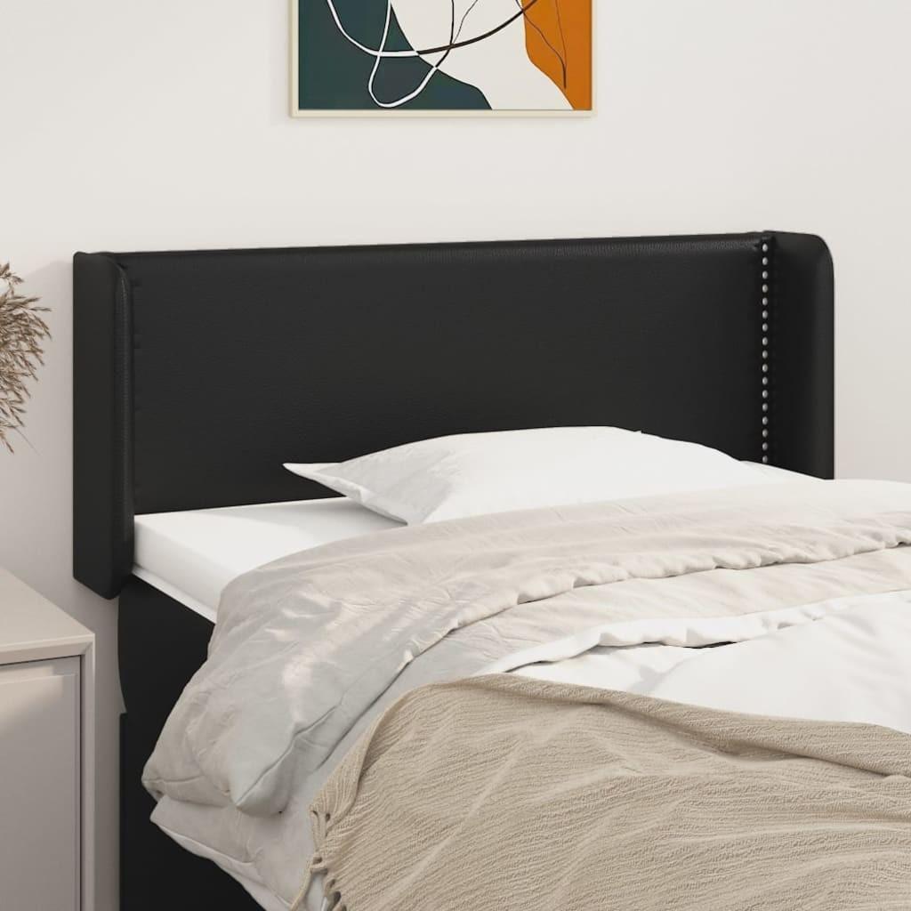 Sengegavl med kanter 103x16x78/88 cm kunstlæder sort