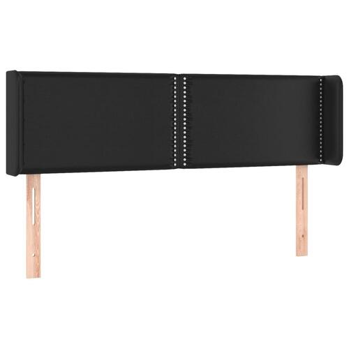Sengegavl med kanter 147x16x78/88 cm kunstlæder sort