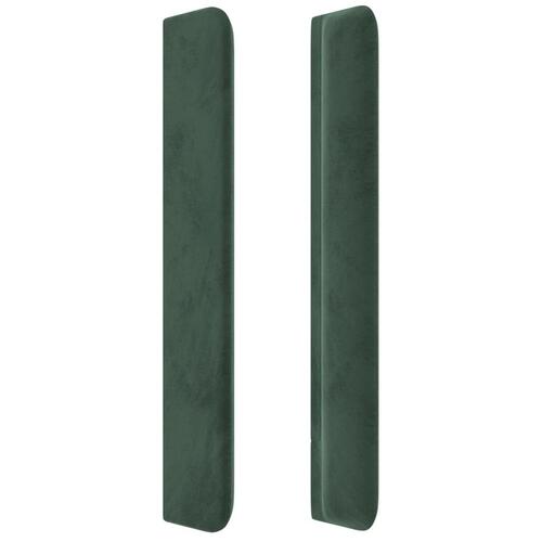 Sengegavl med kanter 147x16x118/128 cm fløjl mørkegrøn