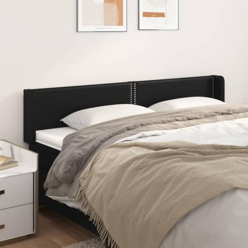 Sengegavl med kanter i kunstlæder 183 x 16 x 78/88 cm - sort