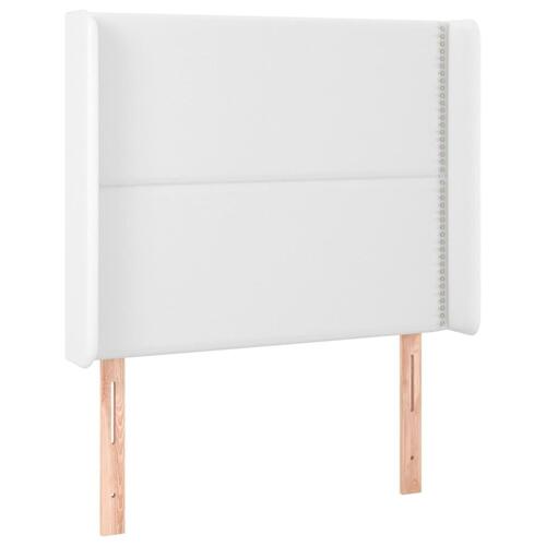 Sengegavl med kanter 103x16x118/128 cm kunstlæder hvid