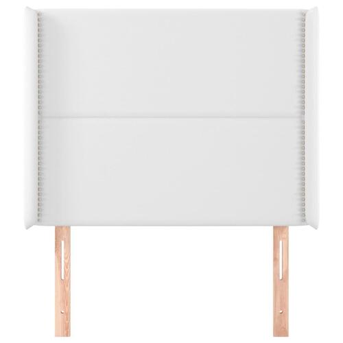 Sengegavl med kanter 103x16x118/128 cm kunstlæder hvid