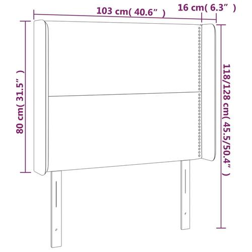 Sengegavl med kanter 103x16x118/128 cm kunstlæder hvid
