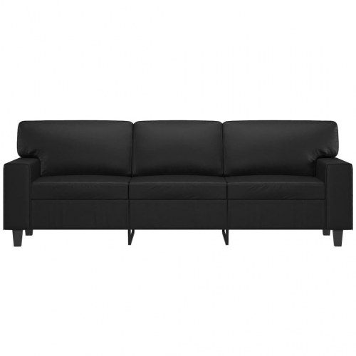 3-personers sofa 180 cm kunstlæder sort