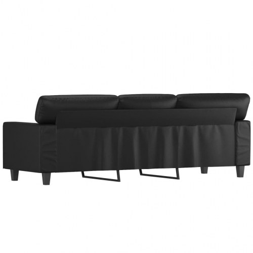3-personers sofa 180 cm kunstlæder sort
