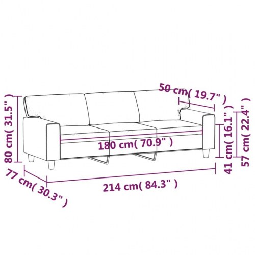 3-personers sofa 180 cm kunstlæder sort