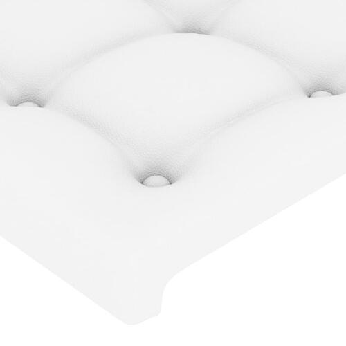 Sengeramme med sengegavl 140x190 cm kunstlæder hvid