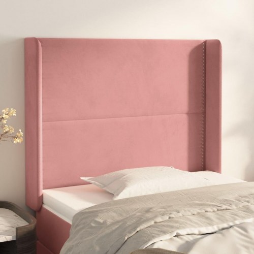 Sengegavl med kanter 83 x 16 x 118/128 cm - lyserød