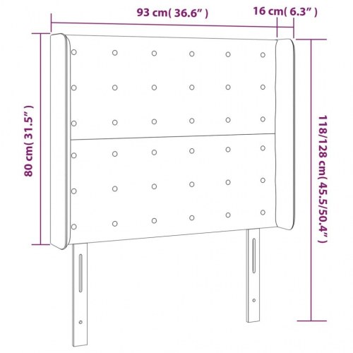 Sengegavl med kanter i fløjl 93 x 16 x 118/128 cm - lyserød