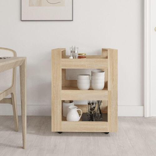 Køkkenvogn 60x45x80 cm konstrueret træ Sonoma-eg