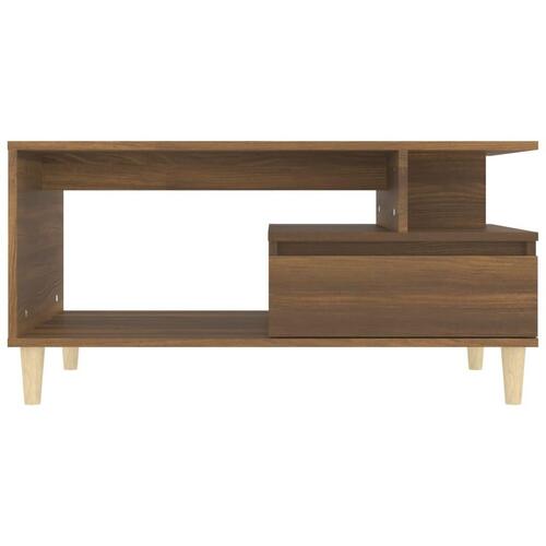 Sofabord 90x49x45 cm konstrueret træ brun egetræsfarve
