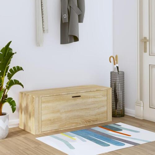 Væghængt skoskab 100x35x38 cm konstrueret træ Sonoma-eg