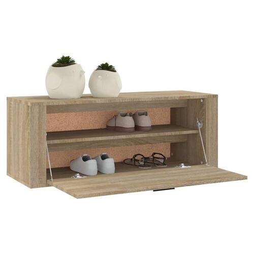 Væghængt skoskab 100x35x38 cm konstrueret træ Sonoma-eg