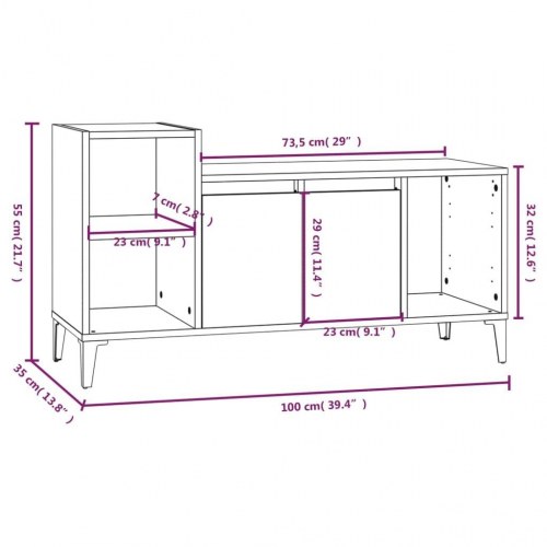 Tv-bord 100x35x55 cm konstrueret træ betongrå