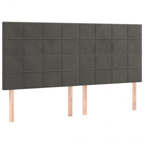 Sengegavl i mørkegrå fløjl - 160 x 5 x 118/128 cm