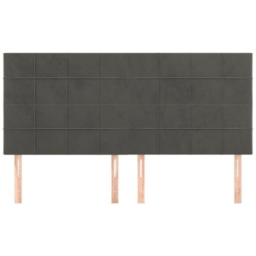 Sengegavl i mørkegrå fløjl - 160 x 5 x 118/128 cm