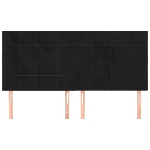 Sengegavl i sort fløjl 160 x 5 x 118/128 cm