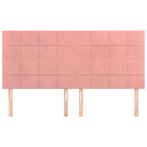 Sengegavl lyserød 160 x 5 x 118/128 cm i fløjl