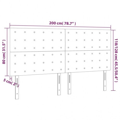 Sengegavl i hvidt kunstlæder 200 x 5 x 118/128 cm