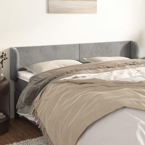 Sengegavl med kanter 183x23x78/88cm fløjl lysegrå