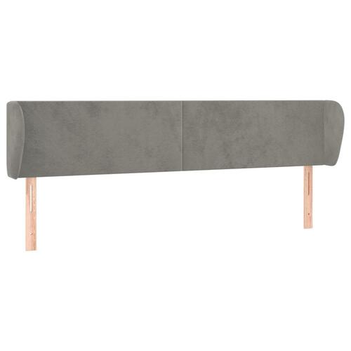 Sengegavl med kanter 183x23x78/88cm fløjl lysegrå