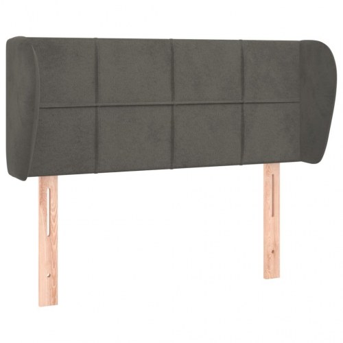 Sengegavl med kanter i fløjl 83 x 23 x 78/88 cm - mørkegrå