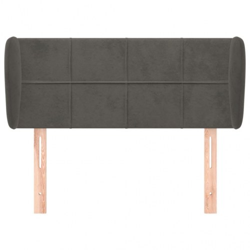 Sengegavl med kanter i fløjl 83 x 23 x 78/88 cm - mørkegrå