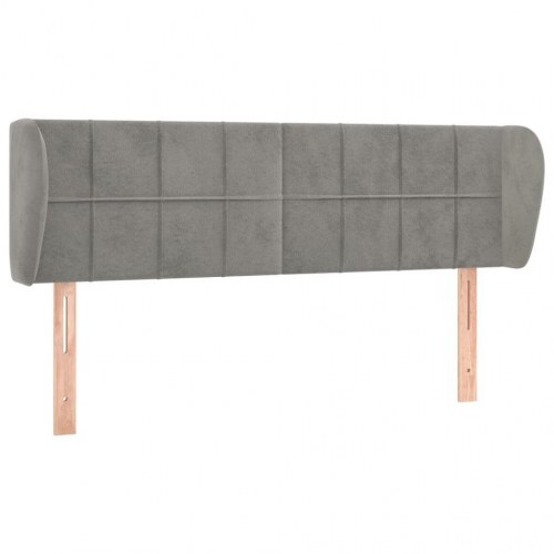 Sengegavl med kanter i fløjl 147 x 23 x 78/88 cm - lysegrå
