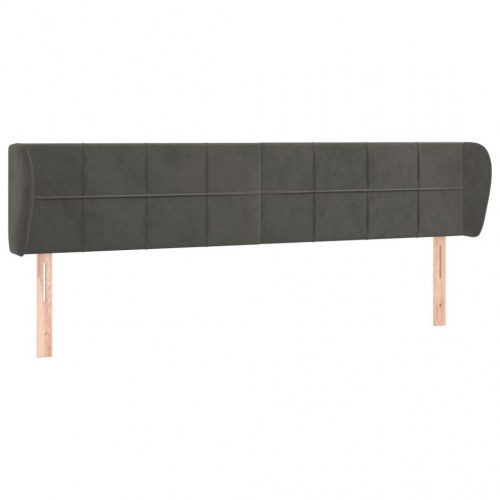 Sengegavl med kanter i fløjl 163 x 23 x 78/88 cm - mørkegrå