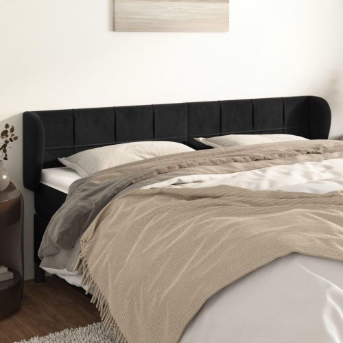 Sengegavl med kanter 163 x 23 x 78/88 cm - sort