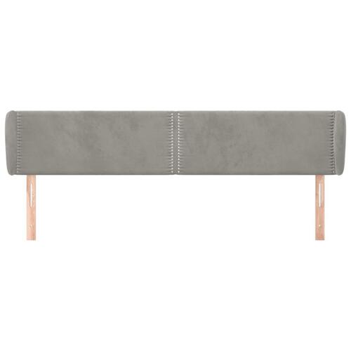 Sengegavl med kanter 163x23x78/88cm fløjl lysegrå