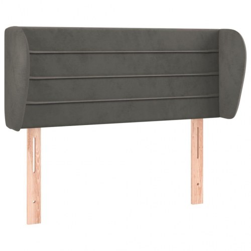 Sengegavl med kanter i fløjl 83 x 23 x 78/88 cm - mørkegrå