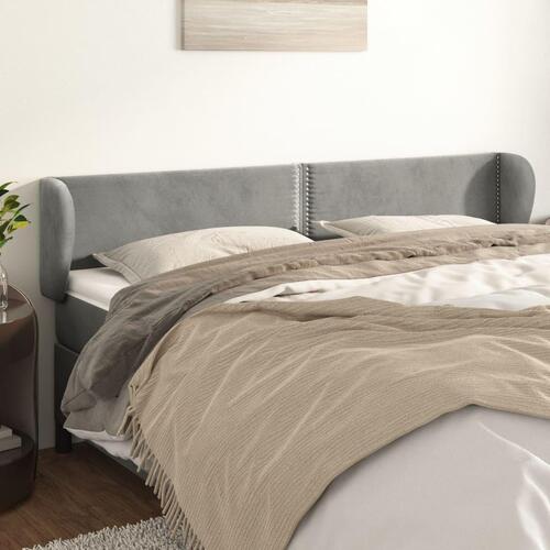 Sengegavl med kanter 183x23x78/88cm fløjl lysegrå