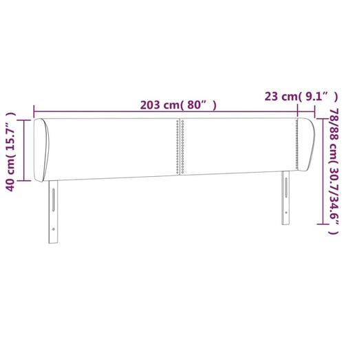 Sengegavl med kanter 203x23x78/88cm fløjl lysegrå