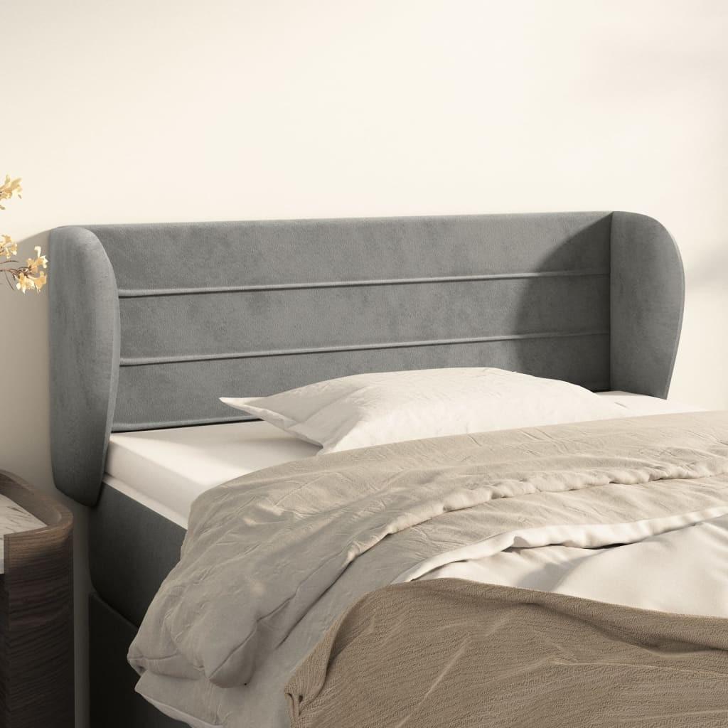 Sengegavl med kanter 103x23x78/88cm fløjl lysegrå